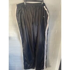 Trax 90's Mens Black Nylon Track Pants Pocket Side Stripe Zipper Bottom XL